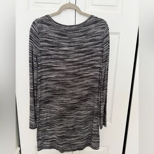 BCBGMaxAzria Black and Gray Striped Mini Dress